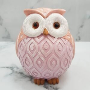 Adorno Pequeño De Buho Rosado.